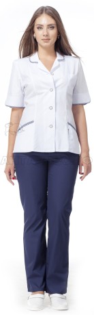 Костюм мед.женский бел/т.син. №18.2 48/170