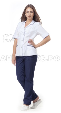 Костюм мед.женский бел/т.син. №18.2 48/170