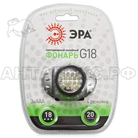 Фонарь ЭРА Ф/К G18, налоб, 18xLED Extra,3хААА