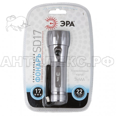Фонарь ЭРА Ф/К SD17, 17xLED, 3xААА, алюм