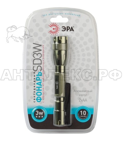Фонарь ЭРА Ф/К SD3W, 3W LED, 2xАА, алюм