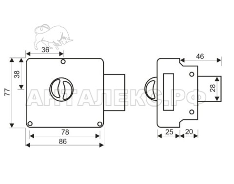 Замок накладной (20) АЛЛЮР ЗН 1-1-1