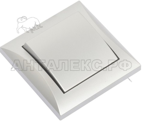 Выключатель одноклавишный,серебрянный