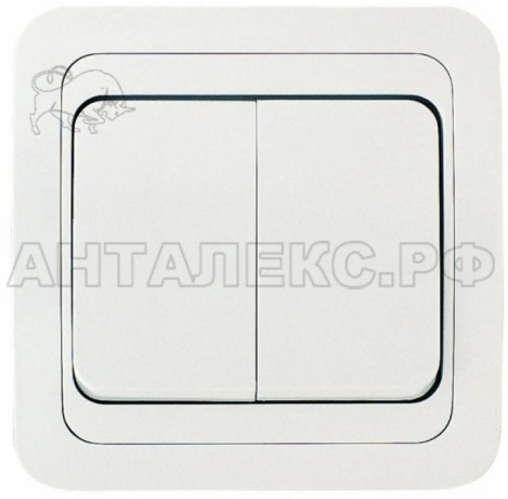 Выключатель двухклавишный,белый