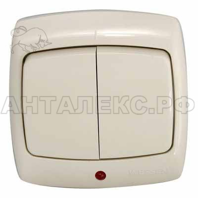 Выключатель СП 2-кл. с подсв.(Рондо)