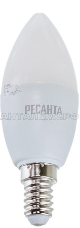 Лампа Ресанта, светодиодная LL-R-C37-7W-230-3K-E14 (свеча, 7Вт, тепл., Е14)
