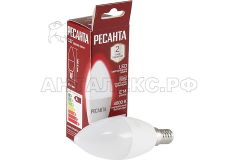 Лампа Ресанта, светодиодная LL-R-C37-7W-230-4K-E14 (свеча, 7Вт, нейтр., Е14)