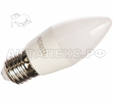 Лампа Ресанта, светодиодная LL-R-C37-6W-230-3K-E27 (свеча, 6Вт, тепл., Е27)