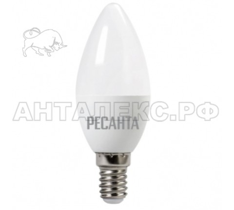 Лампа Ресанта, светодиодная LL-R-C37-5W-230-3K-E14 (свеча, 5Вт, тепл., Е14)