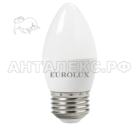 Лампа Eurolux, светодиодная LL-E-C37-6W-230-2,7K-E27 (свеча, 6Вт, тепл., Е27)