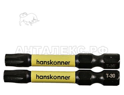 Биты Hanskonner T30x50мм, ImpactPower, торсионные, 1уп/2шт,