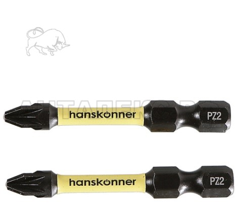 Биты Hanskonner. PZ2x50мм, ImpactPower, торсионные, 1уп/2шт,