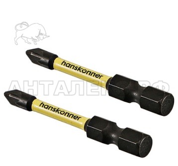 Биты Hanskonner PZ1x50мм, ImpactPower,торсионные, 1уп/2шт