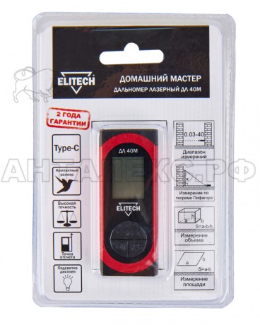 Дальномер ДЛ 40М Elitech,  код 204766