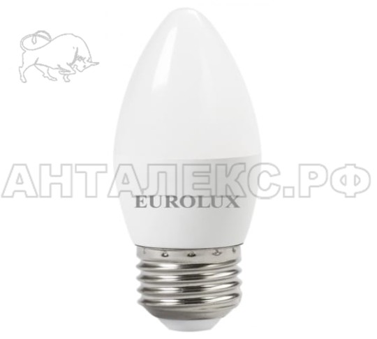 Лампа Eurolux, светодиодная LL-E-C37-6W-230-4K-E27 (свеча, 6Вт, нейтр., Е27)